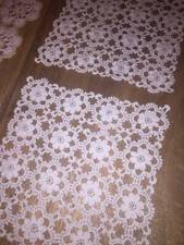 Centrini 3 Pezzi Di Pizzo Fatte Ad Uncinetto A Mano Punto Basso Molto Fitte