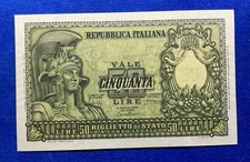 R.I. 50 Lire 1951 Italia Elmata  Bolaffi….