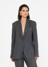 UF5141 GIACCA DONNA LIU JO BLAZER WOMAN IN DENIM COLORE GRIGIO REVERS CLASSICO