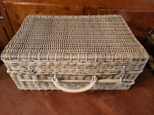Grande valigia originale inglese Da Picnic cesto vimini intrecciato Vintage 