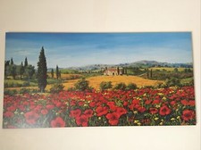 Quadro Campo Di Papaveri Stampato Su Legno 