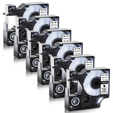 Confezione 6 Nastro Etichette Compatibile 45013 Nero su Bianco 12mm per Dymo Label Manager 160