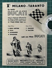 Rara Pubblicità Moto DUCATI vince la X Milano-Taranto del 1955