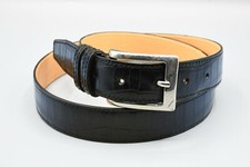 Cintura uomo pelle stampa coccodrillo con cuciture - 30 mm - col. nero