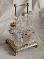 Vintage Ampolle CRUET MENAGE Oliera Aceto Sale Pepe in Silver Plated EPNS