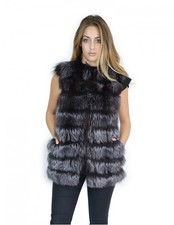 Gilet pelliccia volpe blu