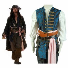 Costume cosplay Pirati dei Caraibi 4 Jack Sparrow Halloween solo gilet blu