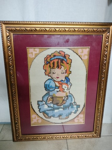Quadro ricamato mano punto - -,