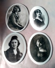 4 VECCHIE FOTO RITRATTO FUNEBRE  SU OVALE CERAMICA-