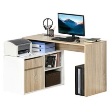 HOMCOM Scrivania ad Angolo in Legno per Computer da Ufficio o Studio Rovere