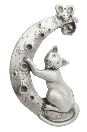 Spilla peltro luna gatto e - in,