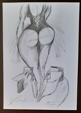 QUADRO DISEGNO DONNA NUDA OMAGGIO A FEDERICO FELLINI  SU CARTONCINO 21X29,7 BELL