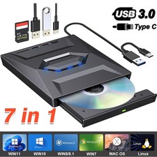 Masterizzatore Scrittore USB 3.0 CD DVD Esterno per PC Windows, Mac e Linux