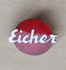 Vintage enamel Eicher Diesel large Red Tractor brooch pin badge