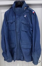 K-WAY MANFIELD ENZIME WASH COAT UOMO TAGLIA XL VINTAGE BLU INTENSO IMPERMEABILE ALLA DOCCIA