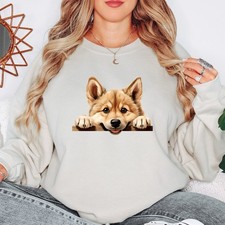 Felpa da donna carina cane sbirciatina amante degli animali maglione da...