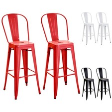 HOMCOM Set 2 Sgabelli da Cucina con Schienale Rimovibile e Poggiapiedi