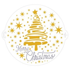 Decora 9270979 Stencil Merry Christmas Tree & Stars Plastica Trasparente