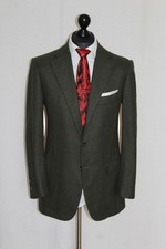 Giacca Cesare Attolini € 5000 taglia 52 cashmere e lana vergine 3roll2 verde scuro