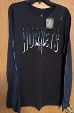 Charlotte Hornets Camicia Uomo Extra Large Nera Jordan Manica Lunga Jumpman XL NUOVA