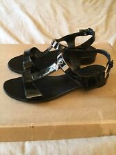 BALDININI  SANDALI BASSI ALLA SCHIAVA PELLE NERI VERNICIATI  ORIGINALI 39