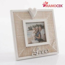 CORNICE Portafoto legno love cuore 14,5 bomboniera battesimo comunione shabby