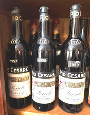VINI D'ANNATA BAROLO CLASSICO PIO CESARE 3 BOTTIGLIE '57,'58,'59.