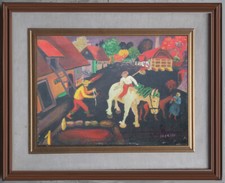 ARTE NAIF - BORGO CON FIGURE E