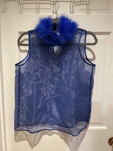 Top maglia blu y2k - blu, piume