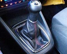 CUFFIA leva CAMBIO per VW GOLF 4 IN VERA PELLE NERA cuciture rosse