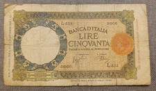 50 LIRE LUPETTA (FASCIO) ROMA 27/05/1939 MB+