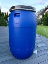 Bidone per pioggia barile a collo largo 120 l barile per pioggia barile a collo largo contenitore in plastica blu 