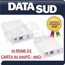 Carta DS A5 80 g/mq (148x210mm) - 500 Fogli - 10 RISME per Stampanti e Fotocopie