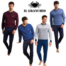 Pigiama uomo invernale in caldo cotone interlock manica lunga polsini Granchio