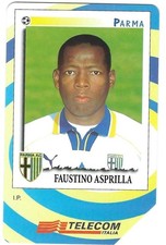 Scheda Telefonica Rara FAUSTINO ASPRILLA Parma Telecom Gli Introvabili PANINI