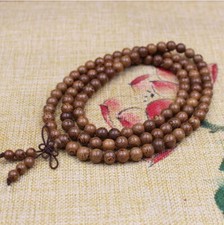 COLLANA BRACCIALE BUDDISTA MALA TIBETANA LEGNO ROSARIO PREGHIERA 6mm UNISEX