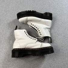 Stivali Dr Martens Sinclair donna 8 pelle bianca plateau zip combattimento grunge gotico