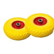 Ruote gialle antiforatura piena carriole e carrelli cerchio metallo 2 pezzi  