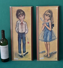 COPPIA 2 QUADRI QUADRO F. JOLYLLE IDYLLE STAMPA LOLYLLE VINTAGE ANNI '70. BW16