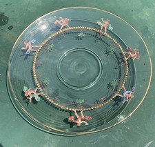 Antique Salviati Murano  Enameled 7 Imch Plate Nude Dancers