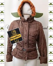 REFRIGIWEAR GIUBBOTTO GIACCA MARRONE DONNA IMBOTTITO CAPPUCCIO E PELLICCIA 