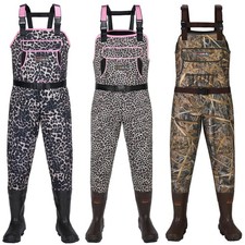 HISEA Trampoliera donna neoprene petto leopardata impermeabile caccia pesca con stivale