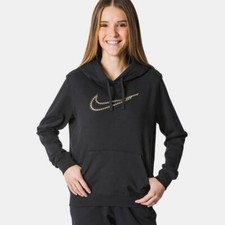 Nike Felpa C/Cappuccio Donna Sportswear Club - 010 (Nero/Oro)