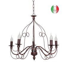 Lampadario a sospensione 5 luci shabby chic Ferro Battuto Rust Made in Italy