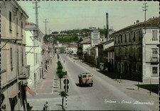 Cartolina d'epoca vera foto Tortona Corso Alessandria Italia Street View anni 50