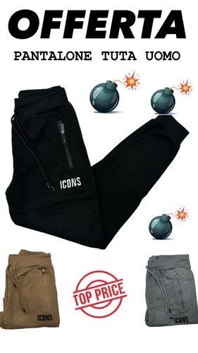 Pantalone felpato zip uomo - pantalone,