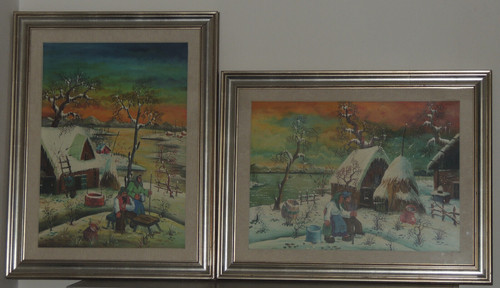 Coppia dipinti naif - coppia,