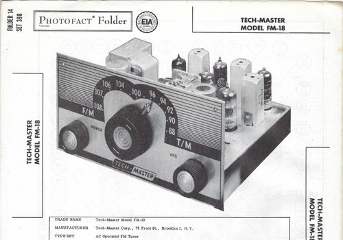1958 tech master tuner - fm-18,