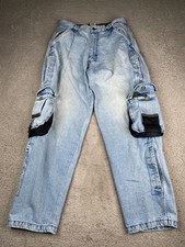 Jeans cargo vintage Kikai Machine uomo 32x30 blu relaxed fit denim skate Y2K