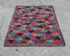 Carpet Rug Tappeto con frangie in cotone multicolore , 1970, Italy